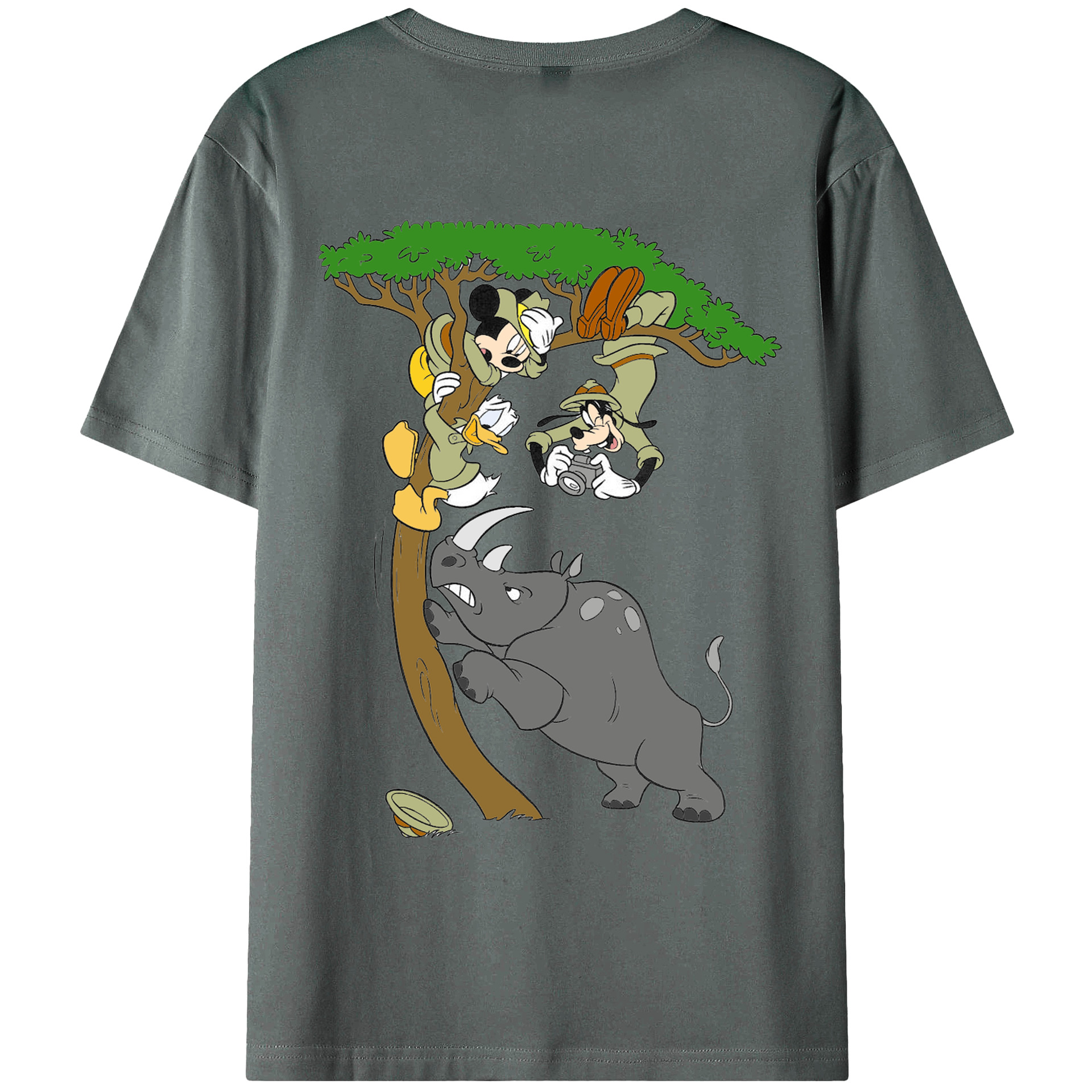 ミッキーマウス Mickey Mouse 綿100％ メンズ半袖Tシャツ（バックプリント） 通気性